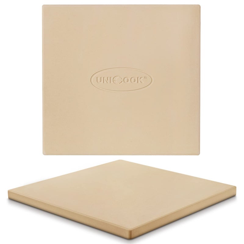 Unicook Pizza Stone for Oven and Grill, 12 inch Square Bread Baking Stone, Cordierite Baking Pan, Thermal Shock Resistant, Making Crispy Crust Pizzas, Bread, Cookie and More - Image 1